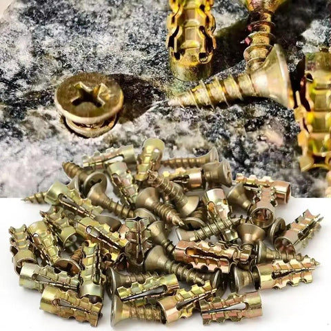 Heavy-Duty 6x14mm Wall Expansion Plug And Self-Tapping Screw Anchoring Kit for solid stone drywall and concrete, galvanized iron.