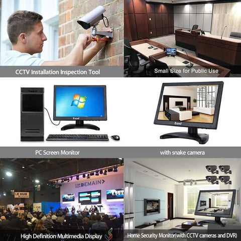 10 Inch IPS LCD Monitor With 1280x800 Resolution For PC TV Security Display HDMI VGA BNC AV Inputs Wall Mount Ready
