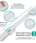 Multi Use Adhesive Strap Locks For Baby Proofing Cabinets And Drawers No Drill Easy Install Child Safety Latches For Fridge Dishwasher Toilet Oven Closet And Trash Can 6 Pack with adjustable length and non-slip grooves
