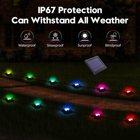 RGB Pathway Lights 42 Ft With USB Charging Waterproof Yard Garden Walkway Lights Smart App Control And Remote Music Sync