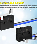 Waterproof IP67 Roller Lever Microswitch With SPDT 3 Pin Pre Wired 5A 250VAC Workhorse Limit Switch Pair Removable Lever