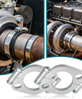 Straight Shot Exhaust Flange Repair Kit For 2.5 Inch Muffler Pipes featuring galvanized split flanges for quick exhaust fixes.