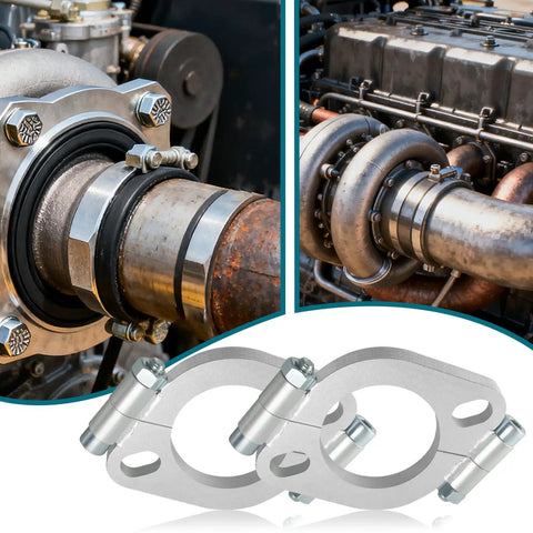 Straight Shot Exhaust Flange Repair Kit For 2.5 Inch Muffler Pipes featuring galvanized split flanges for quick exhaust fixes.