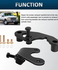 Heavy Duty Exhaust Manifold Bolt Repair Kit For Chevrolet Silverado GMC Sierra Yukon Escalade showing black metal parts and bolts.