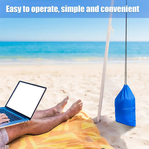 2 Pack Fillable Sandbags For Beach Umbrella And Outdoor Canopy Windproof Weights securing beach umbrella on sandy beach