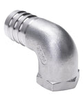 Stainless Steel 304 One Inch Hose Barb to Three Quarter Inch Female NPT 90 Degree Elbow Pipe Fitting For Home Brew Hoses