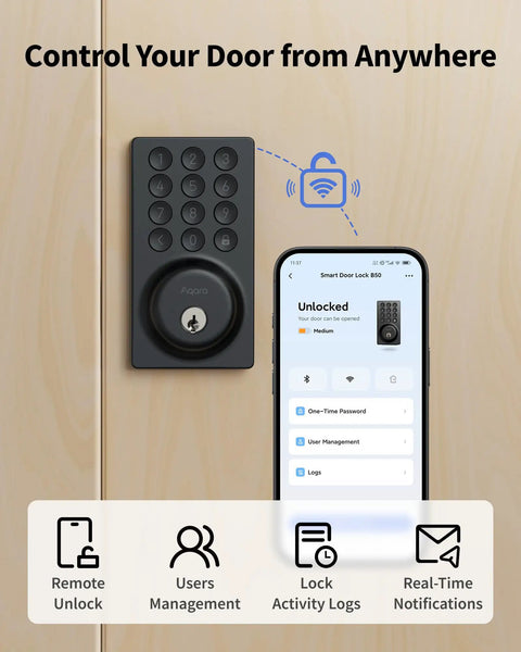 Hassle Free Smart Deadbolt Lock With Built In Wifi Keypad For Front Door Delivers Stress Free Setup App Oversight Alexa Sync Google Home Compatible And Anti Peep Security In Gloss Black