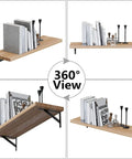 360 view of DIY floating shelves using 12 Inch Heavy Duty L Shelf Brackets Set Of 6 for secure wall storage with metal supports.