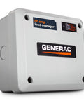Close-up of 7000 Watt 50 Amp Load Manager for Standby Generators and PWRcell Storage, showing Generac logo on gray casing