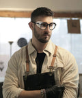 Man wearing slip-on eye glasses side shields for safety, showcasing 10 Pack Slip On Eye Glasses Side Shields For Safety Glasses