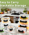 8 Pack Borosilicate Glass Food Storage Containers With Lids For Grab And Go Meal Prep And Lunches displayed in kitchen