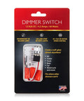 Slick 12 Volt Dc Dimmer Switch For Tight Led And Halogen Control In Rvs Trucks And Marine Gear With Rock Solid Long Shaft Assembly and easy brightness tuning in packaging.