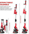 Effortless Electric Drywall Sander Kicks The Dusty Mess To The Curb While Handling Stubborn Popcorn Ceilings And Prepping Walls Like A Boss Using Integrated Vacuum Power, with retractable folding pole for easy storage.