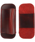 Wine Red Multifunctional Crazy Horse Leather Knife Sheath With Hands Free Waist Bag showcasing front and back views.