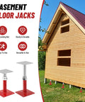 Heavy Duty 5000 Pound Screw Jacks For Floor Leveling Adjustable Foundation Supports beat saggy floors, shown with locking nut.
