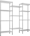 Heavy Duty 4 Tier Metal Wire Shelving Unit For Garage And Home Storage with Feet Adjustable Standing Rack shown in silver