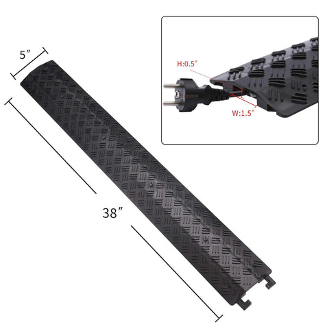 Three Piece Floor Cord Cover Set Drop Over Cable Protector Ramp For Office And Warehouse DIY Friendly Heavy Duty PVC Black
