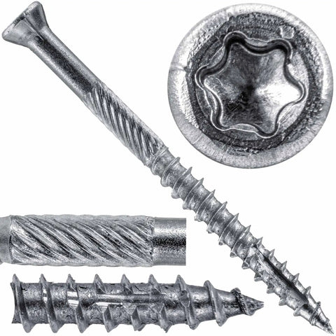 Number Nine By Two And Quarter Inch Stainless Steel Trim Head Wood Screws With Torx Star Drive Built For Acq Treated Lumber And Coastal Weather Delivers Smooth Turning And Ironclad Hold In A Hefty One Pound Pack
