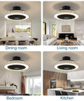 Bladeless 21 Inch Ceiling Fan With Remote Control And Light Kit in dining, living, bedroom, and kitchen settings