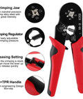 Pro 2120 PCS Ferrule Crimping Tool Kit With Self Adjustable Ratchet Pliers And Wire Terminals For AWG 23 To 7 Insulated Connectors, red handle