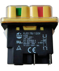 4 Pin Waterproof Electromagnetic Pushbutton Switch, On Off, With Power Off And Under Voltage Protection, 120V, 1/2HP, 16A/12A, CE ROHS, Durable Panel-Mount Micro Switch For Harsh Environments, black body