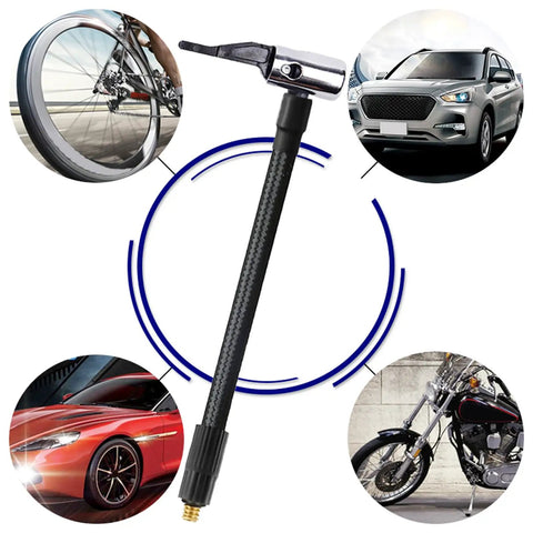 Badass Heavy Duty Nylon Wrapped Rubber Car Tire Air Inflator Hose Extension Tube Adapter Locking Chuck Secure Threaded Nozzle With Snug Seal Quick Connect Release For Bike Motorcycle Pump Valve System Easy Swapping And Tight Pressure Guarantee, black braided hose