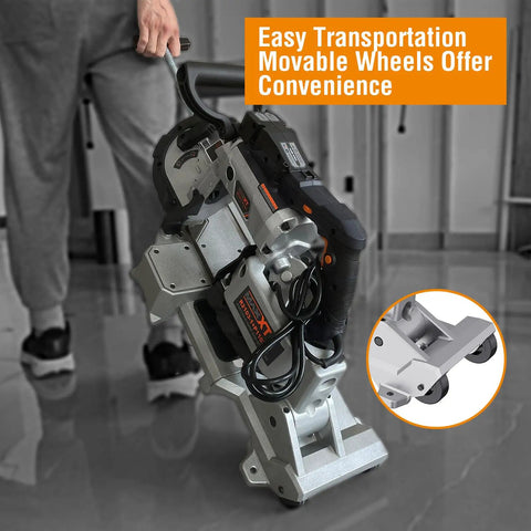 Person holding 2-In-1 Band Saw With Table Saw Base, 10 Amp Portable Metal And Wood Cutter, Deep 5 Inch Cut, Lightweight Aluminum Body