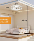 20 Inch Low Profile Fandelier With Integrated Light And Smart App Control, Modern Ceiling Fan With Remote in a cozy bedroom setting.