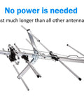 Long Range HD TV Antenna With 200 Mile Reception For Attic Or Roof Mount, silver metal frame with multiple rods and installation parts