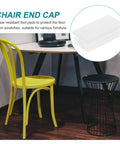 White Plastic Chair Leg Plugs Set, 20 Pcs, for furniture feet, floor protection under yellow chair in room setting