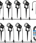 Low Voltage Landscape Lighting Kit With Transformer And 65 Ft Wire, 8 Aluminum Spot Lights For Yard, IP67 Waterproof Outdoor Garden Lights