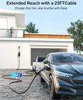 Level 1 And Level 2 Portable EV Charger With 25 Foot Cable For Home Use, J1772 Compatible Electric Cars in driveway setup