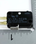 Micro Limit Switch V-15-1C25 15A 125 To 250 VAC Pack Of 2 Built Tough Industrial Grade Control Switch next to ruler showing size
