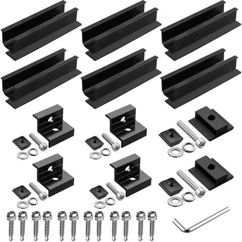 Aluminum Solar Panel Mounting Kit With 4.72 Inch Rails, 30mm And 35mm End Clamps Plus Mid Clamp, Heavy Duty Mounting Brackets