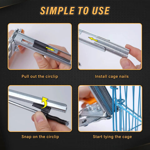 Hog Ring Pliers Kit Type M With 3000 M Clips for Fencing and Animal Cages Easy One Hand Operation in use demonstration