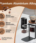 Compact Portable Coffee Maker Stand With Foldable Base shown with pour-over setup