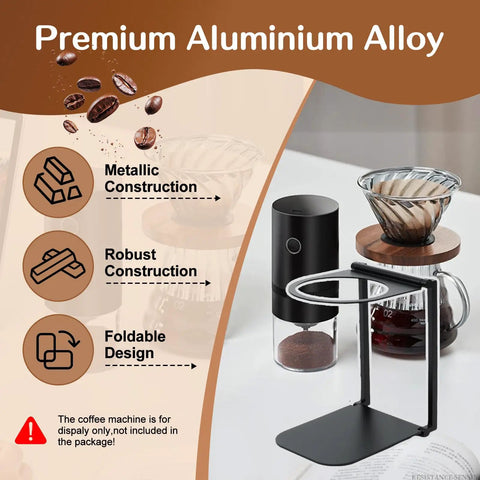 Compact Portable Coffee Maker Stand With Foldable Base shown with pour-over setup