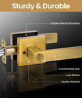 Interior Door Handles With Privacy Lock In Antique Brass Finish Old School Vintage Style Door Levers with thumb turn, side view