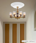 Heavy Duty Electric Hoist Lift System For Chandeliers 2 In 1 Switch Holds 110 Lbs White Metal chandelier with six lights.