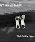 Close-up of high-quality zippers on Massive Capacity Travel Hanging Packing Cubes Organizer with water-repellent material