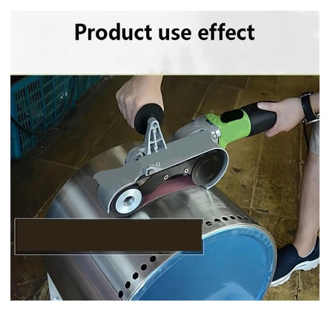 Handheld Electric Belt Sander Metal Pipe Tubing Circular Grinder Polish Tool Kicks Away Gnarly Rust And Weld Scars Fast in use