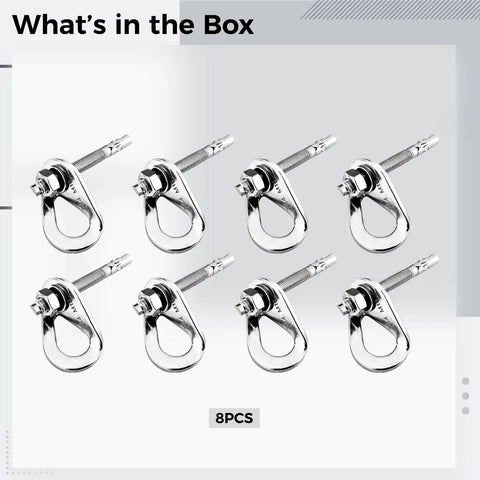 Image showing 8 pieces of Rock Solid Climbing Bolt Hangers With 8 Expansion Bolts, 16 Pcs M10 Anchor Point Gear For Rock Climbing.
