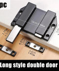 Heavy Duty Push To Open Cabinet Latch Black Beefy Stainless Steel Catch for hidden doors showing dimensions and design