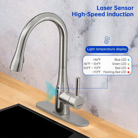 Touchless Kitchen Faucet With Pull Down Sprayer Motion Sensor Magnetic Docking Adjustable Water Flow 270 Degree Handle