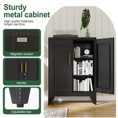 Built Tough Black Metal Storage Cabinet 36 Inch Tall Locking Unit With Adjustable Shelves And Three Flexible Storage Zones Slick No Hassle Setup Ultimate Garage And Closet Upgrade