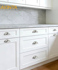White kitchen cabinets with 10 Pack 3 Inch Drawer Pulls Brushed Satin Nickel Cabinet Handles Cup Pulls Hole Center Kitchen Hardware