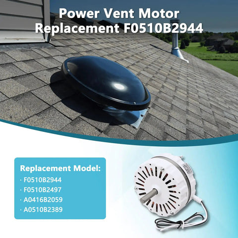 Power Vent Motor For Attic Vent Fan Replacement 3.4 Amp 1100 RPM 115 Volt 60 Hz 1/10 HP Compatible With Lomanco 18000 And 2000
