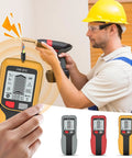 Professional Handheld Wall and Metal Detector Wall Scanner with LCD Screen in use by a worker detecting hidden structures.