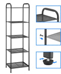 Rock Solid And Super Roomy Five Tier Extendable Metal Wire Storage Rack Heavy Duty Adjustable Height Shelf Plant Stand No Sweat Assembly For Home Or Garage Charcoal Gray with four shelves