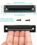 2 Pack Black Aluminum Alloy Modern Finger Pulls For Cabinets And Drawers 90mm Overall Length With Hand Showing Size